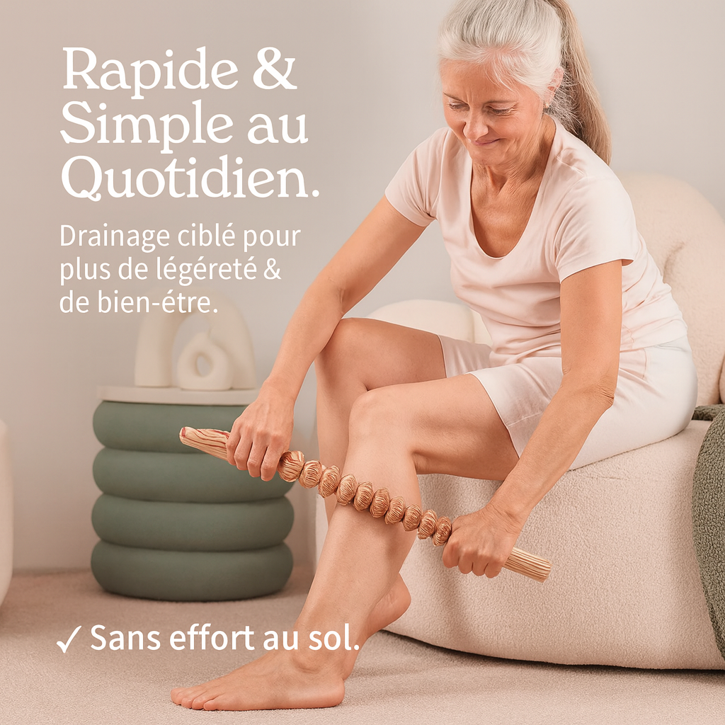 LymphoWood™ – Rouleau de Drainage Premium en Bois Naturel